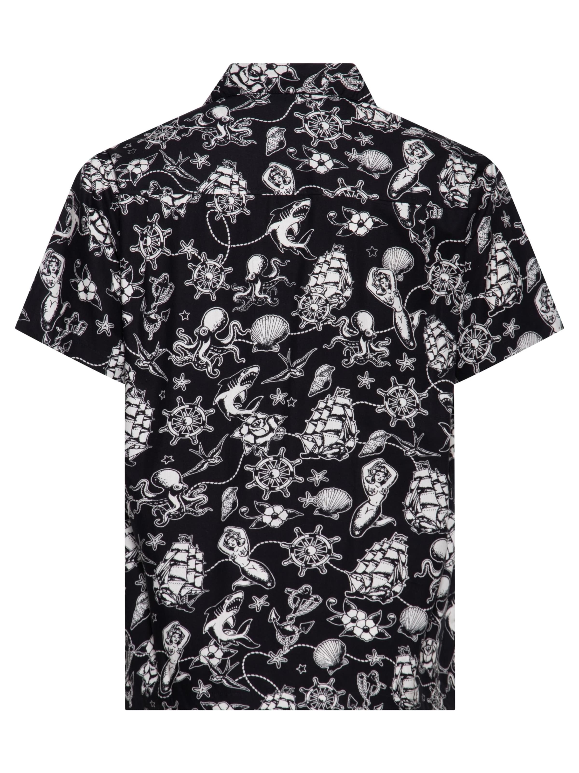 King Kerosin Regular fit Button Up Shirt 'Sailor' in Black