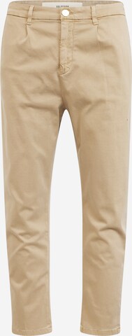 Goldgarn Tapered Bandplooibroek in Beige: voorkant