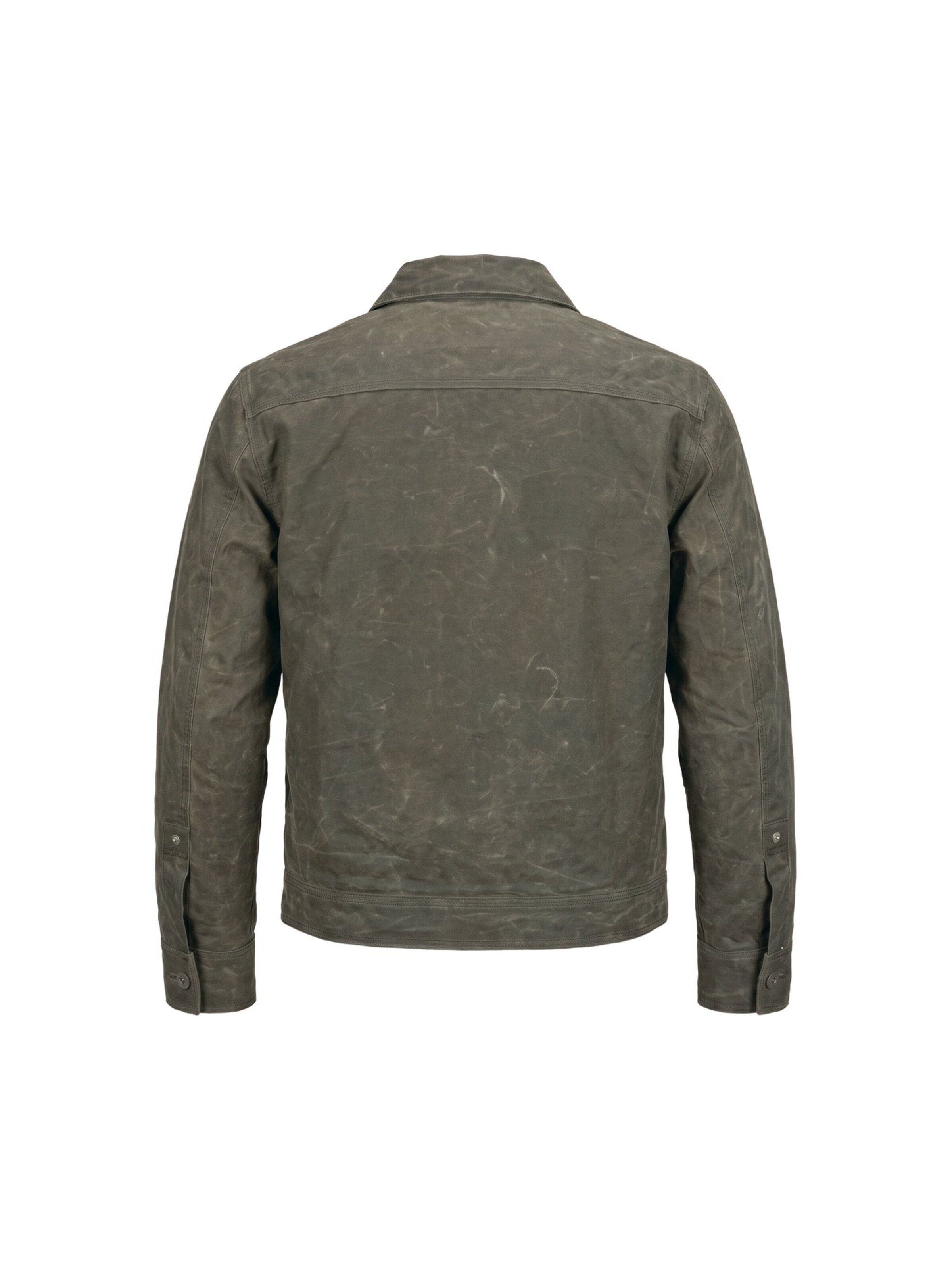 Iron and Resin Between-Season Jacket 'MECHA WAXED CANVAS JACKET OLIVE' in Grey
