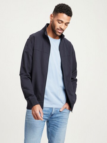 Cross Jeans Zip-Up Hoodie ' 25448 ' in Blue: front