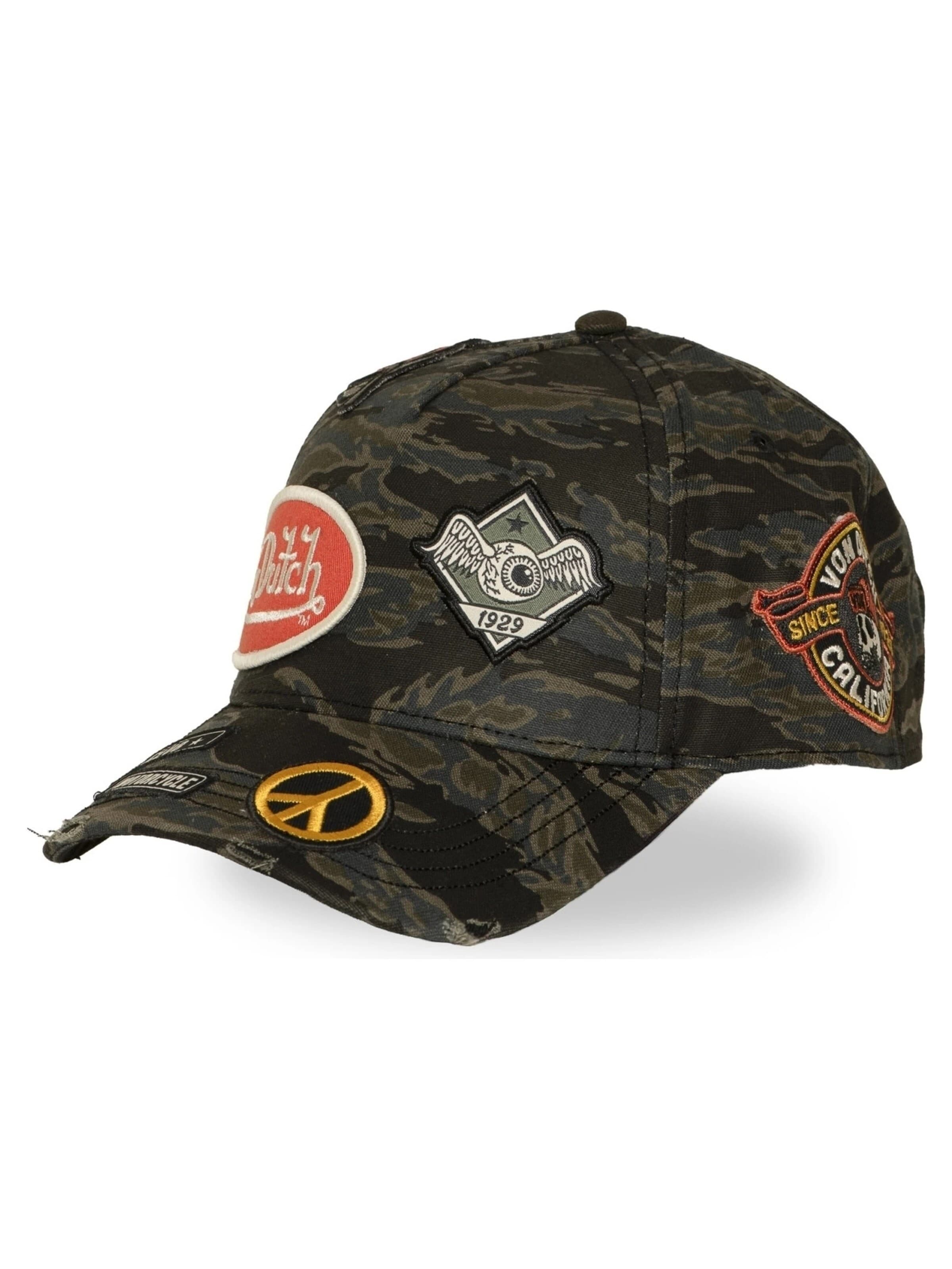 Von Dutch Kšiltovka 'Gorra von dutch verde camo01 full patches distressed cap' – zelená
