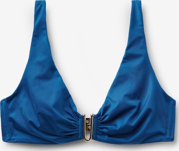 CALZEDONIA Bikini Top 'Shiny Satin' in Blue: front
