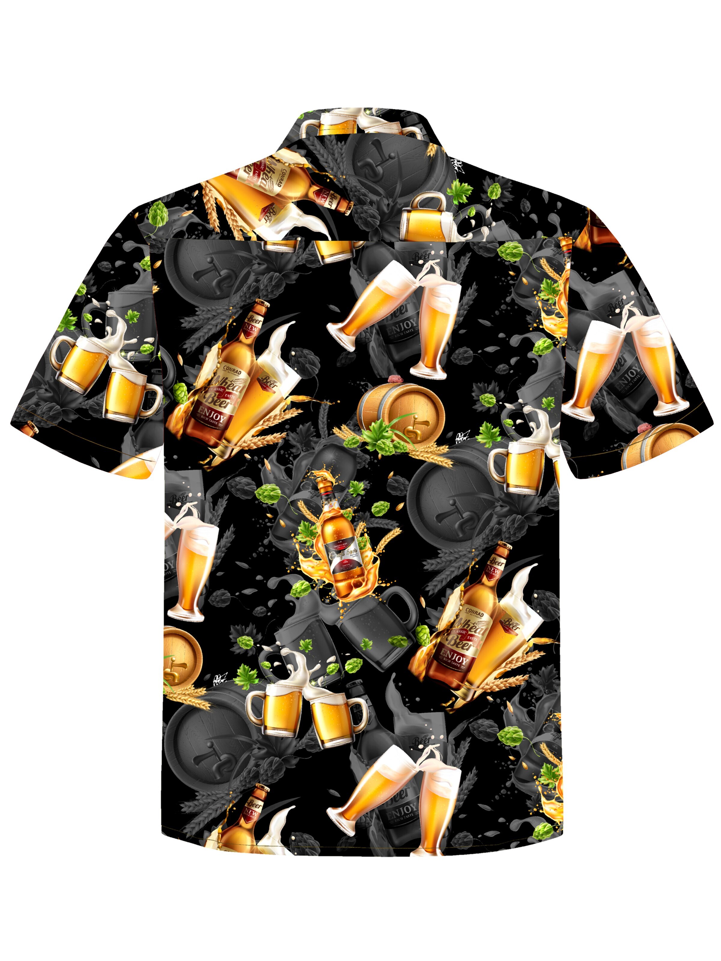 Hawaiihemdshop.de Regularny krój Koszula 'Hawaiihemd "Hawaiian Beer"' w kolorze czarny