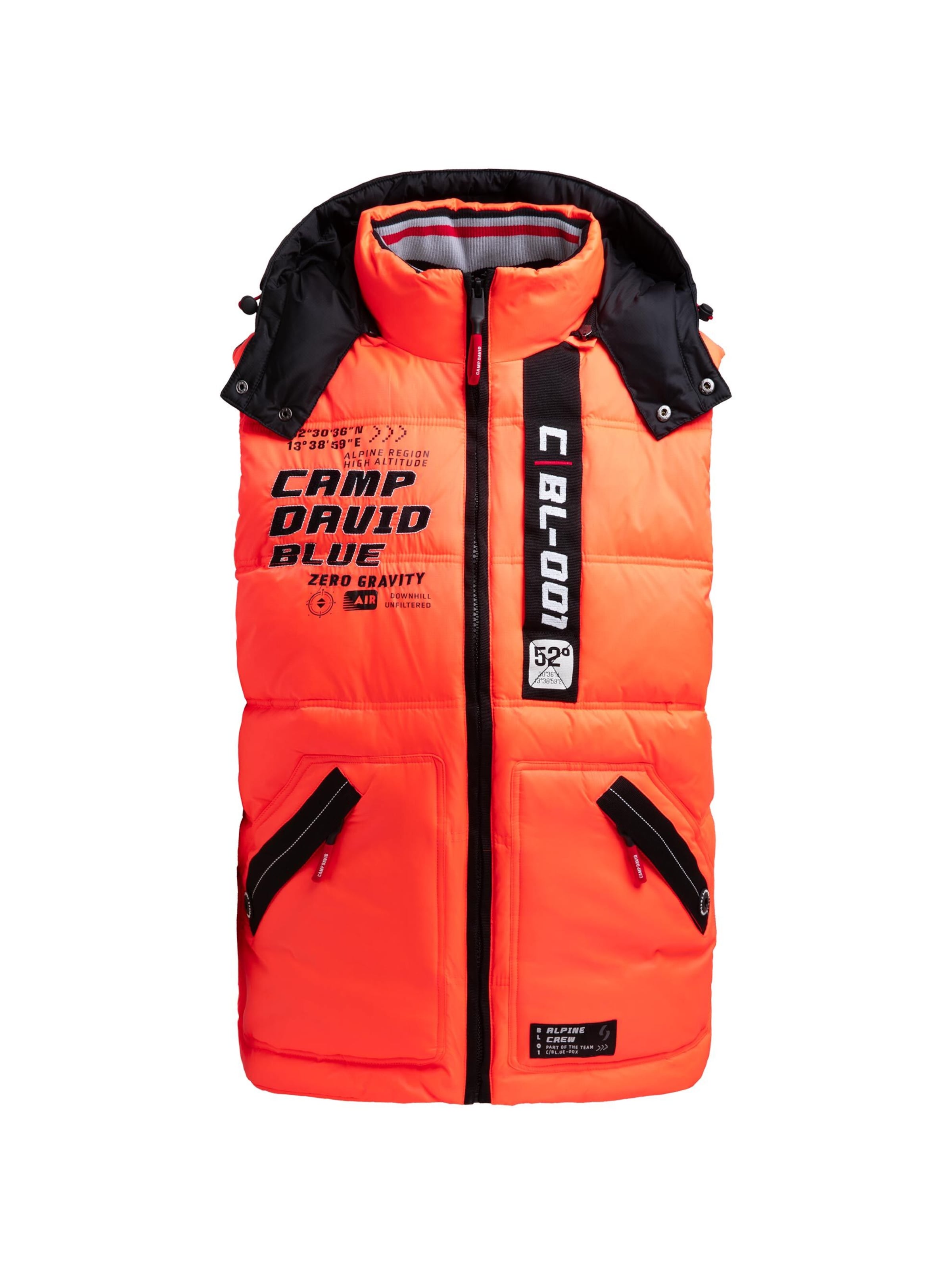 CAMP DAVID Vest in Orange: front