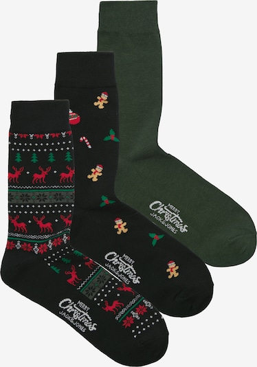 Kojinės 'JACXMAS REINDEER' iš JACK & JONES, spalva – tamsiai žalia / tamsiai raudona / juoda / balta, Prekių apžvalga