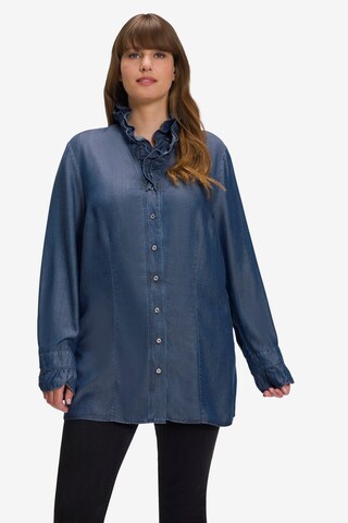 Ulla Popken Klederdracht blouse in Blauw: voorkant