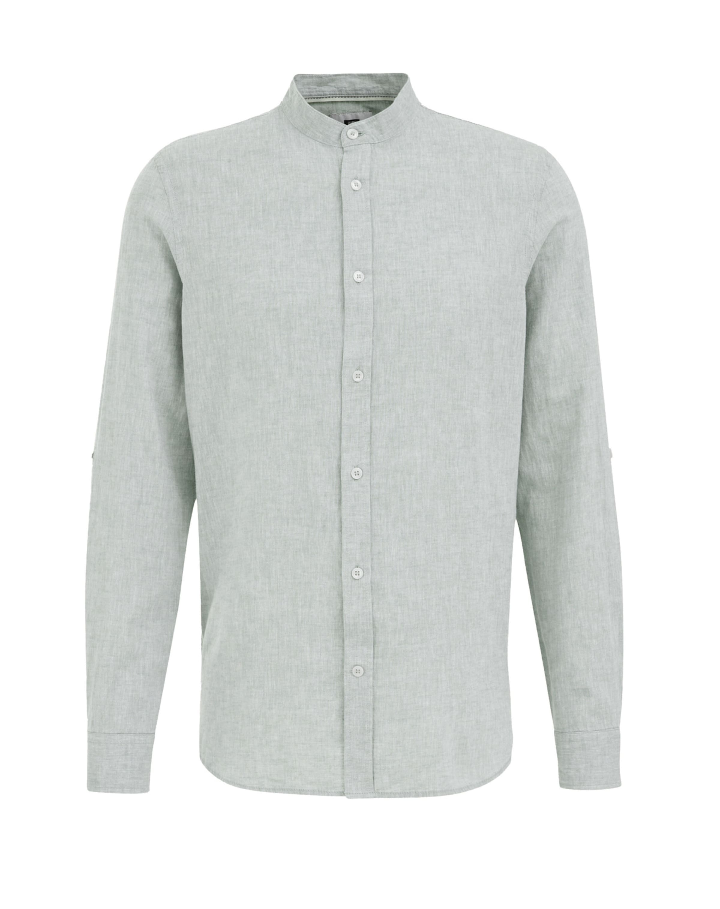 WE Fashion Regular fit Button Up Shirt in Green: front