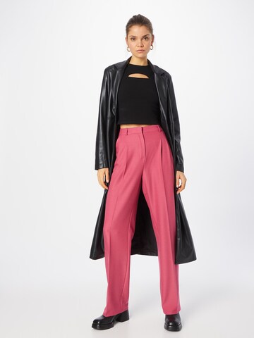 Trendyol Normální Kalhoty se sklady v pase – pink