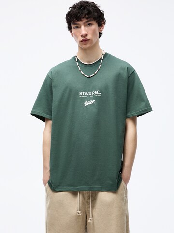 Pull&Bear Shirt 'STWD RECORDS' in Green: front