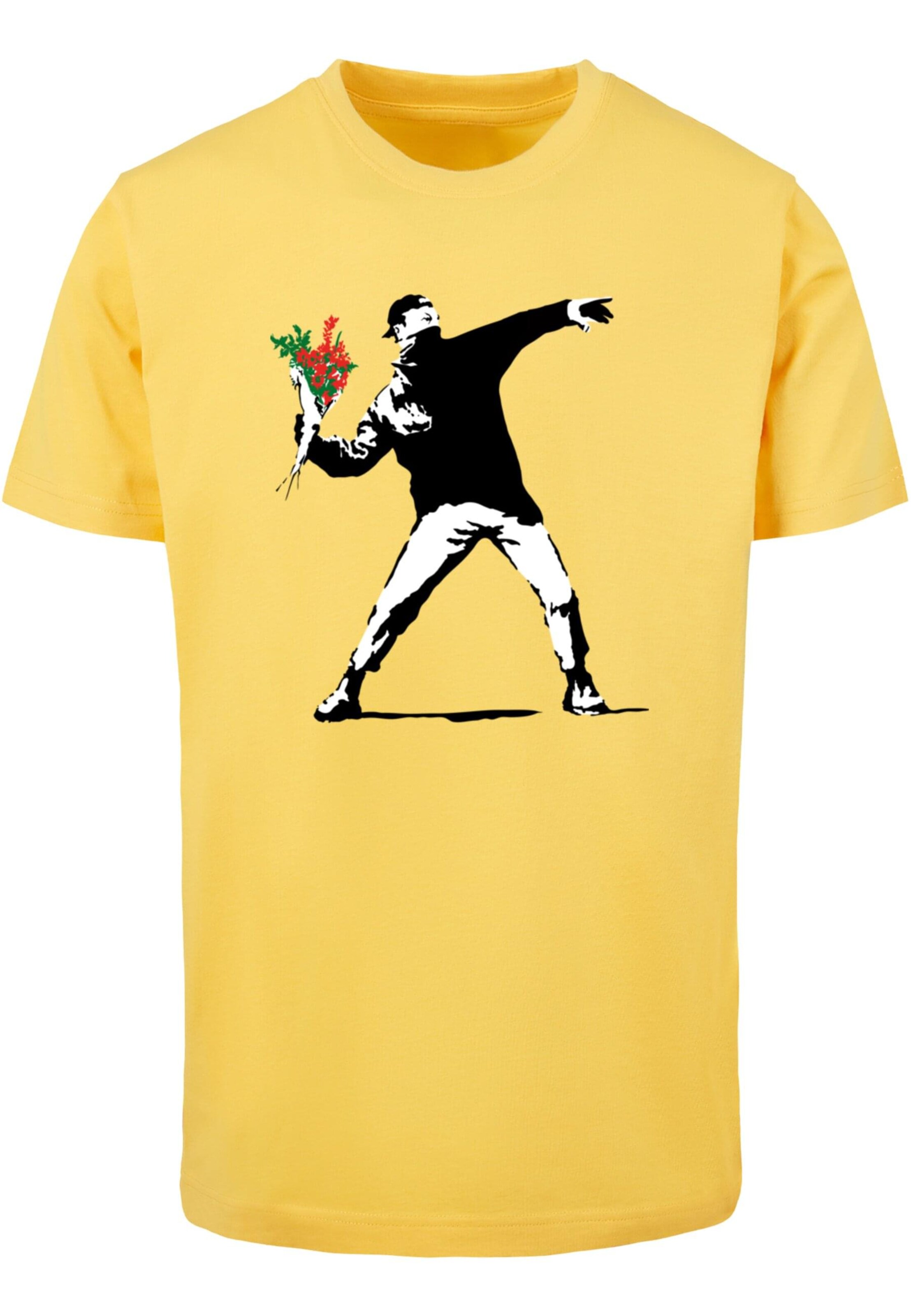 Maglietta 'Banksy - Love Is In The Air' di Merchcode in giallo: frontale