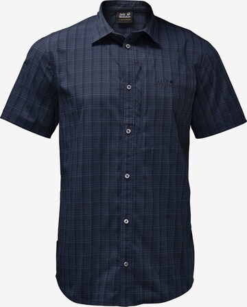 JACK WOLFSKIN Athletic Button Up Shirt in Blue: front