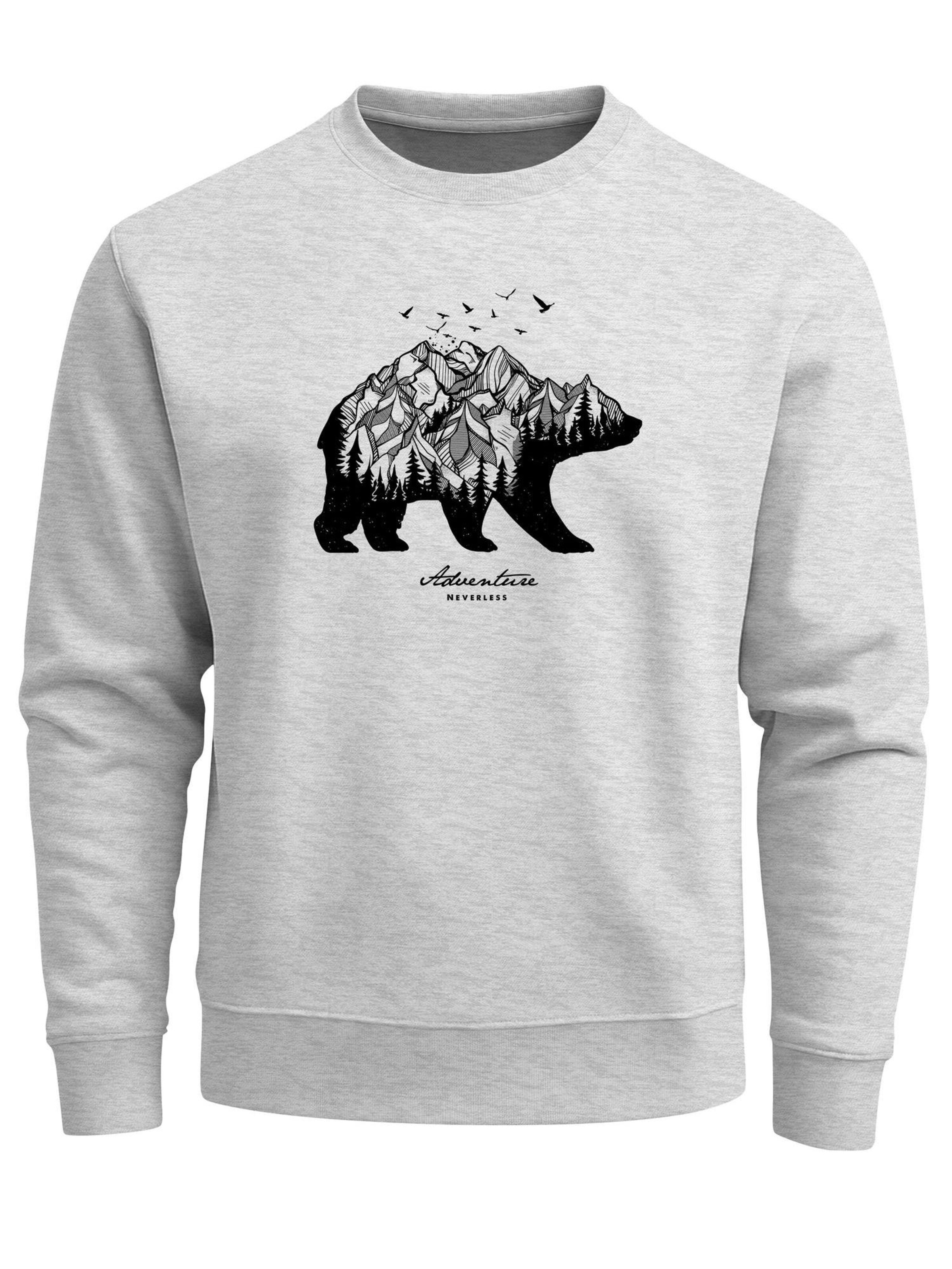 Neverless Sweatshirt 'Mountain Bear' in Grey: front