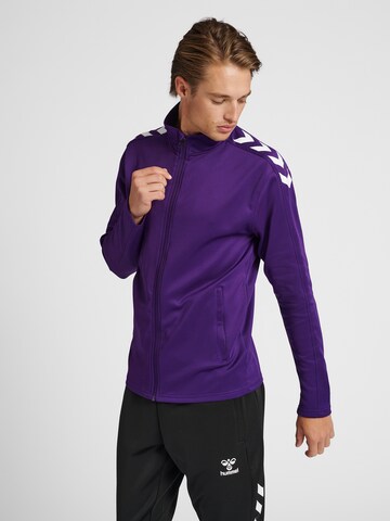 Hummel Athletic Zip-Up Hoodie in Purple: front