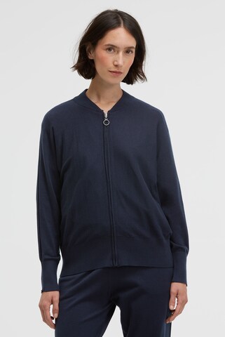 SENSES.THE LABEL Cardigan KO:MET aus Feinstrick mit Zipper in Blau: Vorderseite