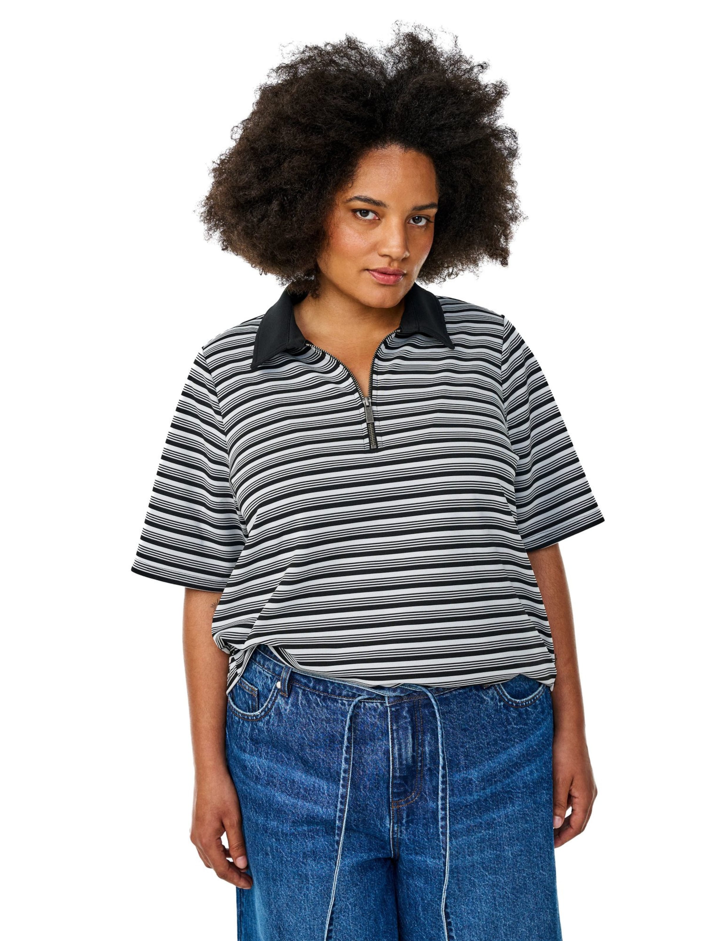 Zizzi Majica 'EMILEY' | črna barva: sprednja stran