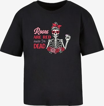T-shirt 'Anti Valentinstag Roses are red' F4NT4STIC en noir : devant