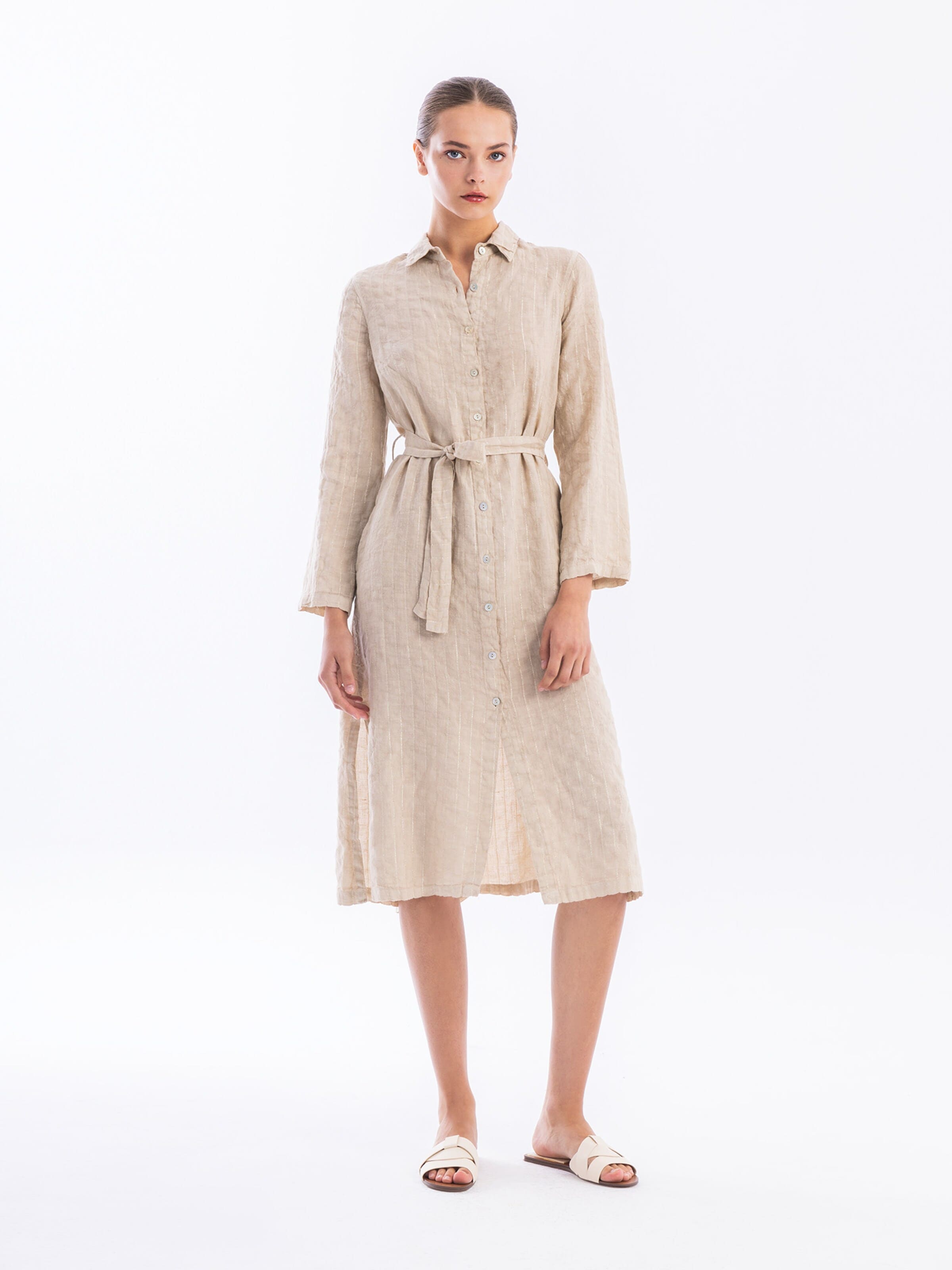 Haris Cotton Blousejurk 'Haris' in Beige: voorkant