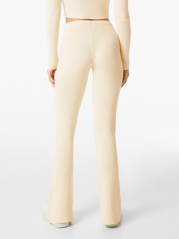 Bershka Flared Trousers in Beige