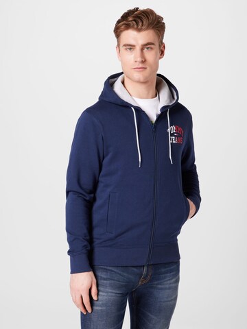 Tommy Jeans Zip-Up Hoodie 'ENTRY' in Blue: front