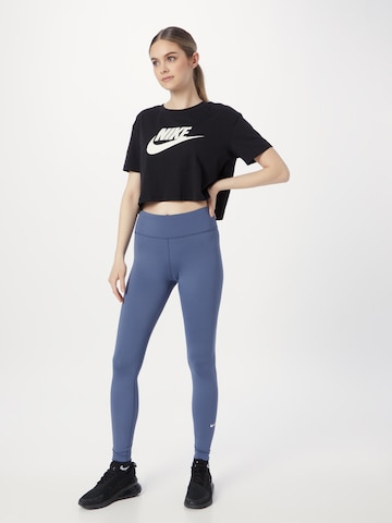 NIKE Skinny Workout Pants 'One' in Blue