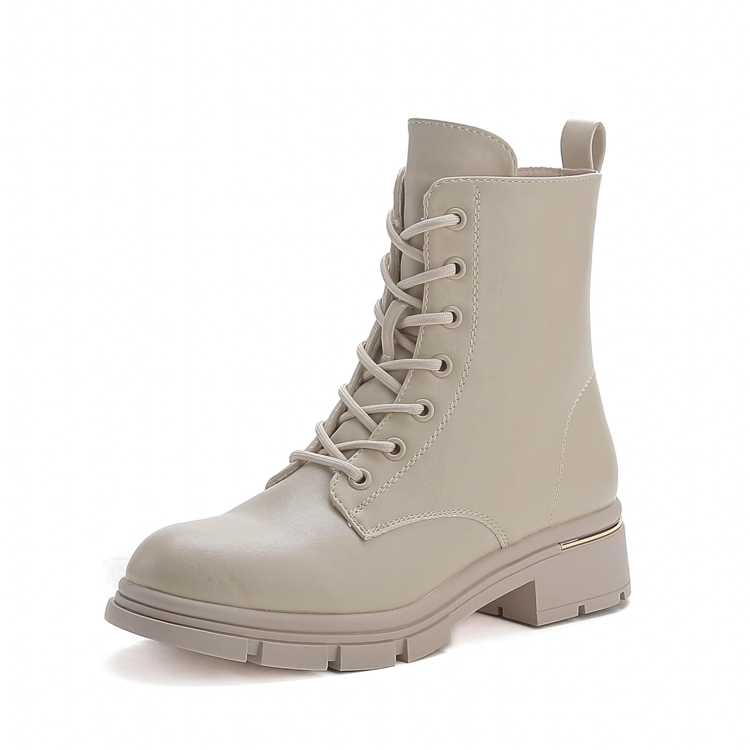 Stivaletto stringato di Elara in beige: frontale