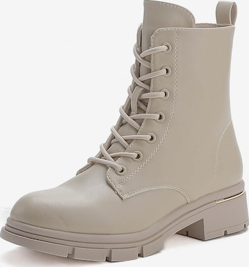 Stivaletto stringato di Elara in beige: frontale