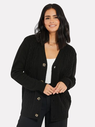 Threadbare Knit Cardigan 'Tanzanite' in Black: front