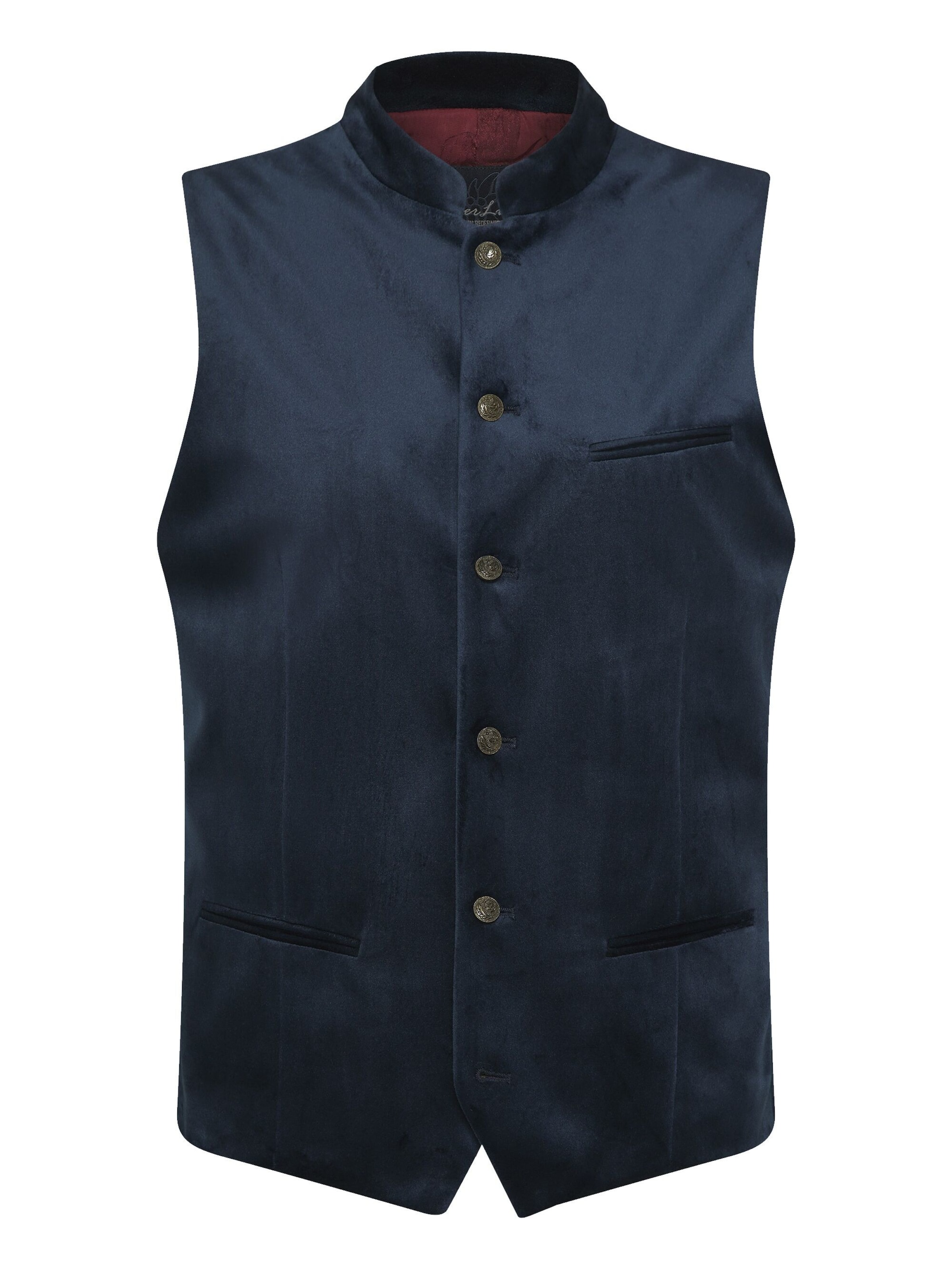 KaiserLich Trachtenweste '4398', elegante Samt-Optik in Blau: Vorderseite