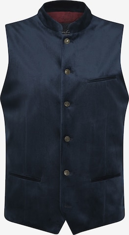 KaiserLich Trachtenweste '4398', elegante Samt-Optik in Blau: Vorderseite