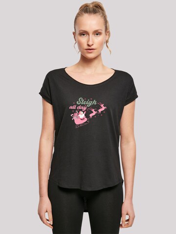 F4NT4STIC Shirt 'Christmas Sleigh all day Santas Reindeers' in Zwart: voorkant