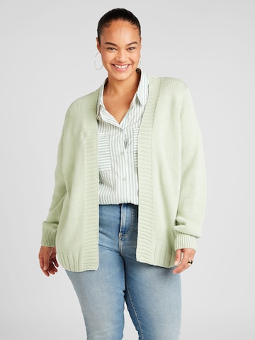 ONLY Carmakoma Knit cardigan 'MILLE' in Green: front