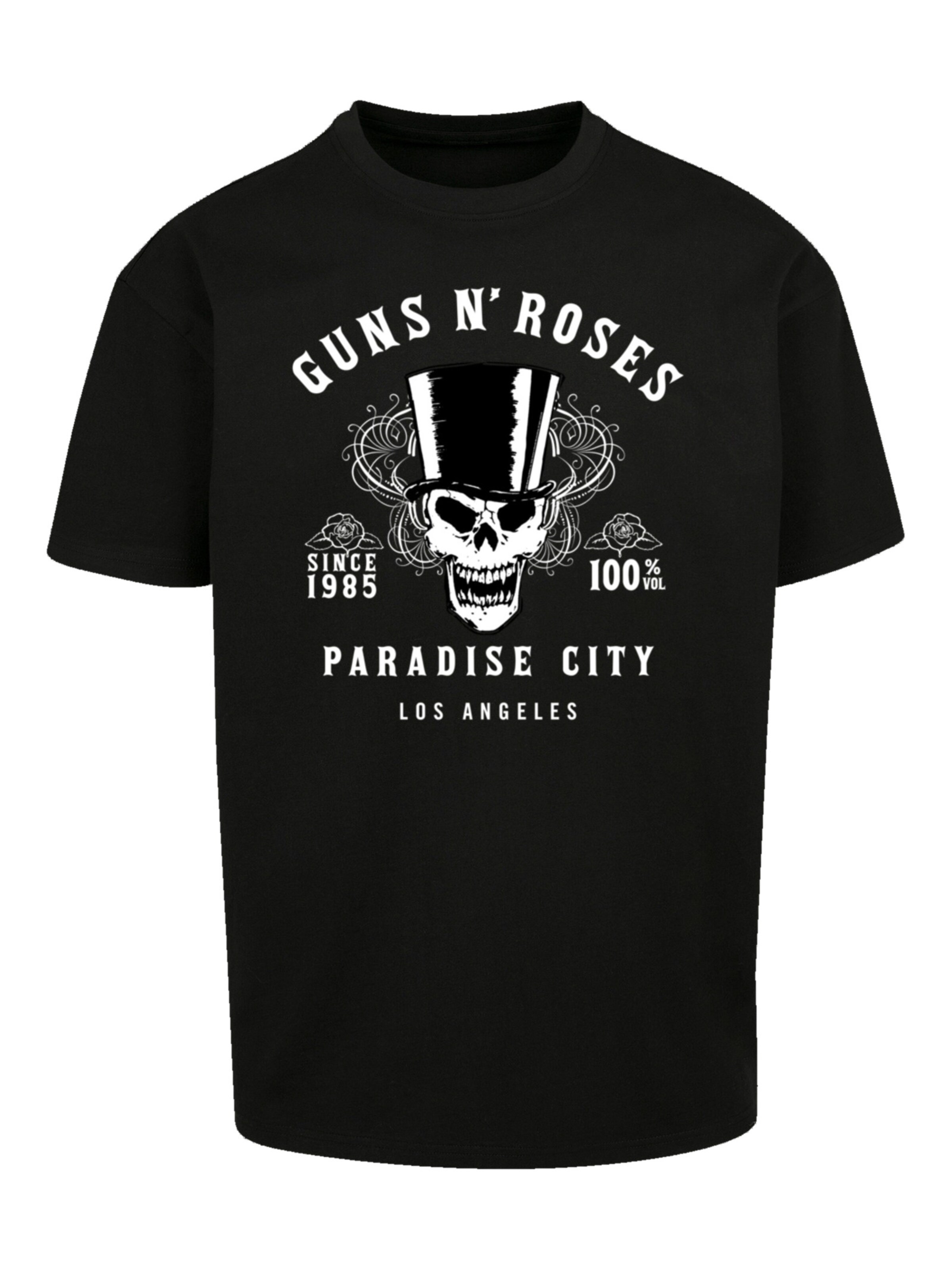 T-Shirt 'Guns 'n' Roses Whiskey Label Rock Band' F4NT4STIC en noir : devant