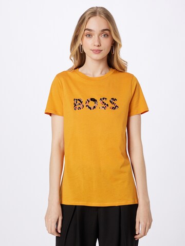 BOSS Orange T-shirt 'Elogo' i gul: framsida