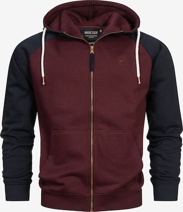 INDICODE JEANS Zip-Up Hoodie ' Pulko ' in Red: front