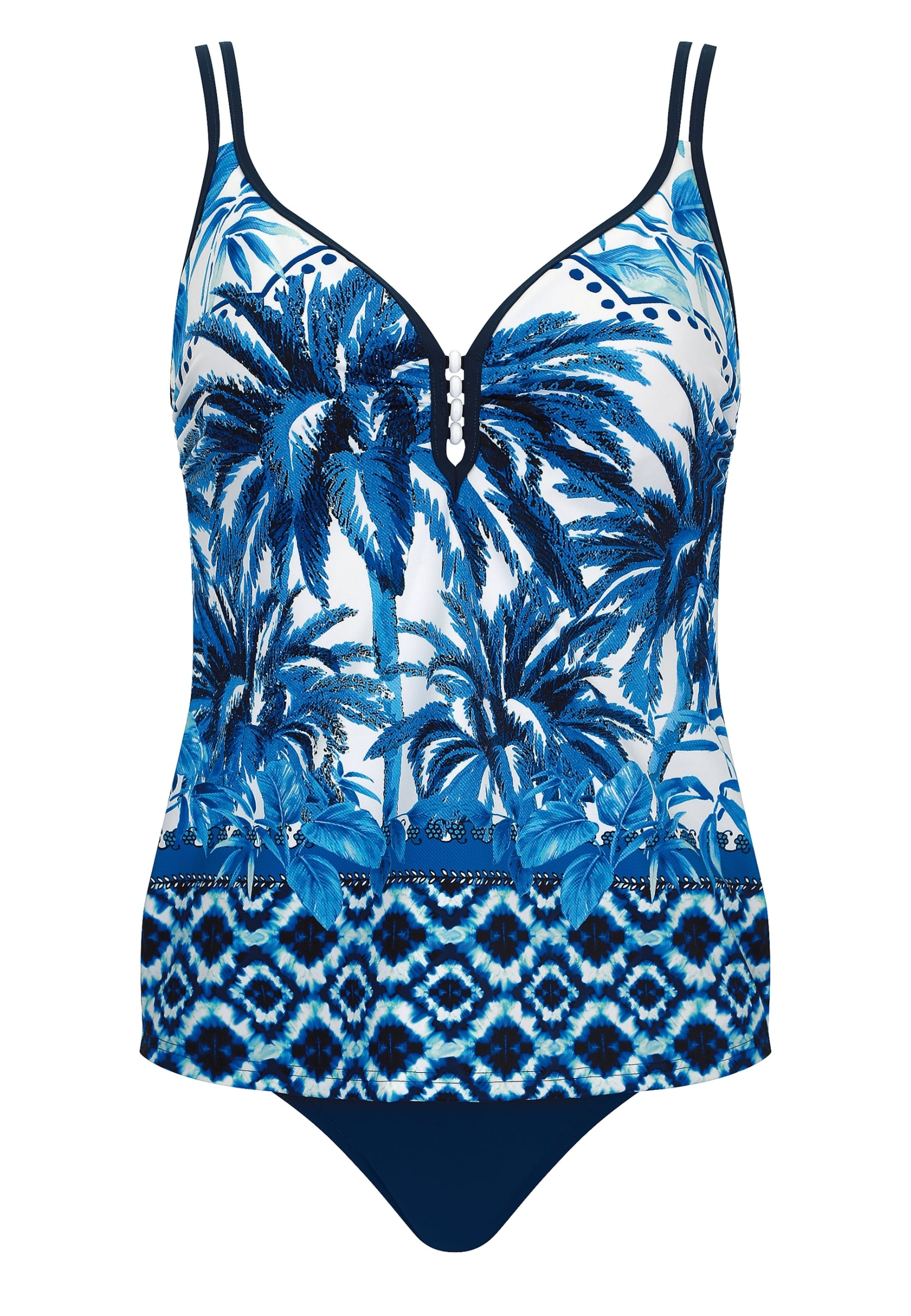 SUNFLAIR Tankini 'Ethno Palm' in Blauw: voorkant