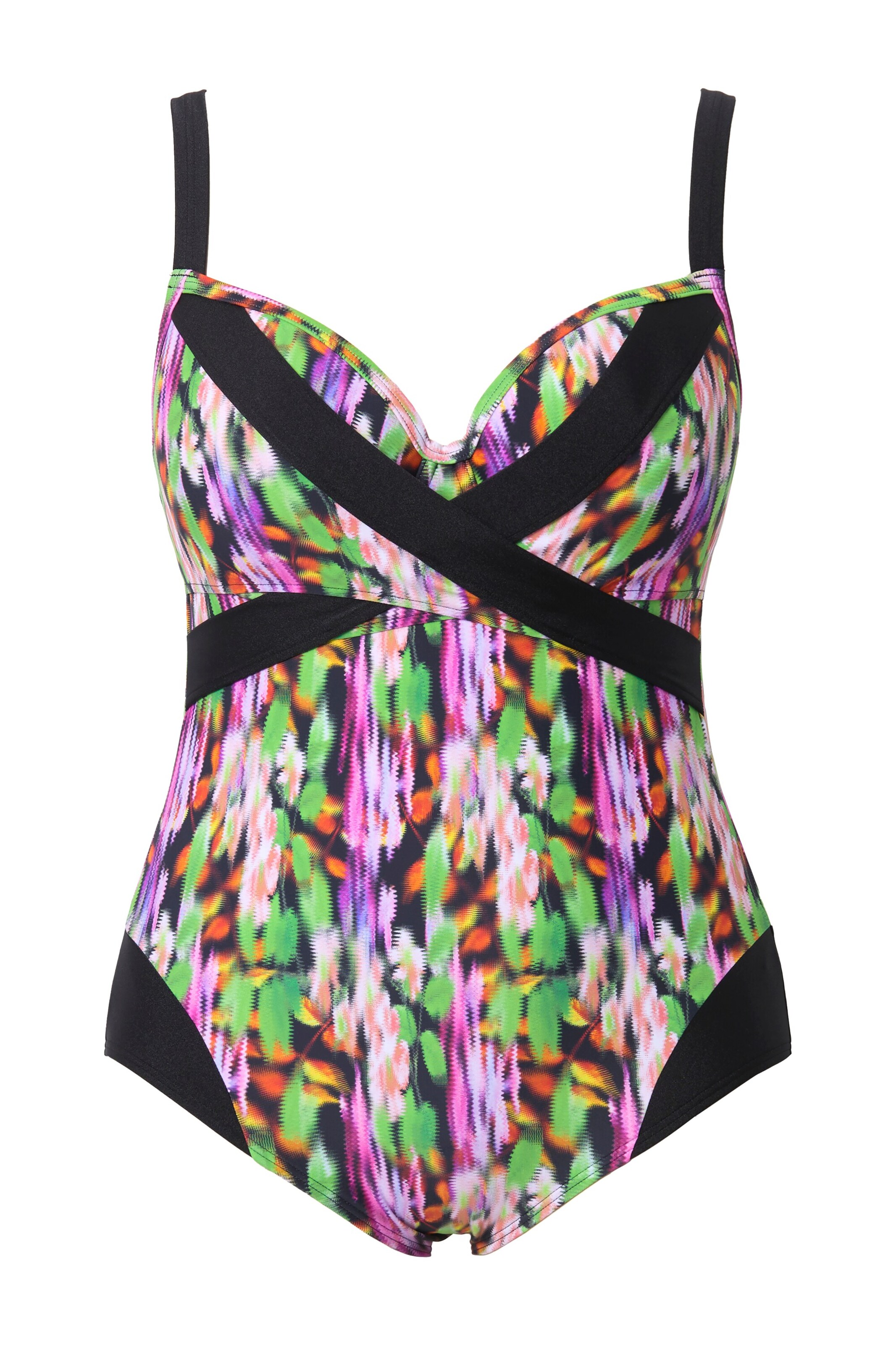 Ulla Popken T-shirt Badpak in Gemengde kleuren: voorkant