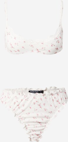 Nasty Gal Bralette Underwear Sets 'Pointelle' in White: front