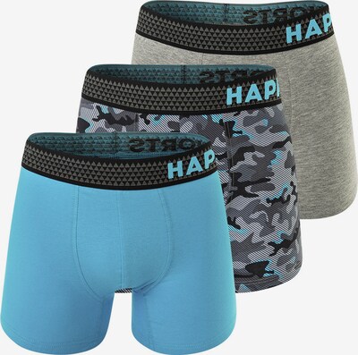Happy Shorts Boxershorts in hellblau / hellgrau / dunkelgrau / graumeliert / schwarz, Produktansicht