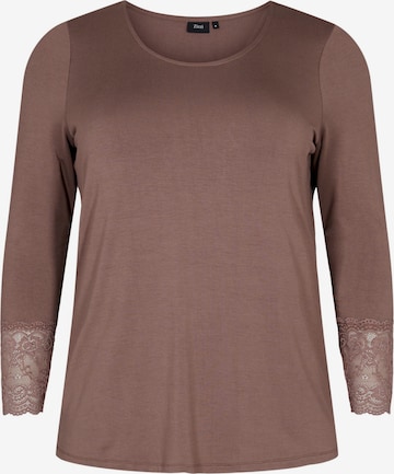 Zizzi Shirt 'EHUILI' in Brown: front