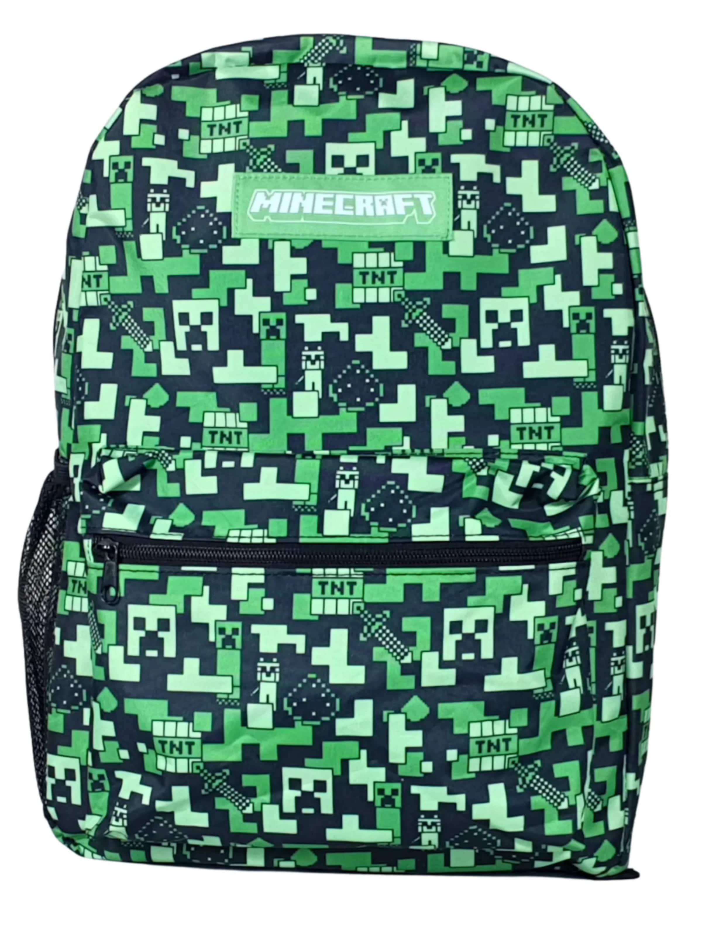 Minecraft Backpack 'Minecraft Backpack Kids Green – Boys Girls School Bag 43 cm with Front Pocket and Side Pocket' in Green: front