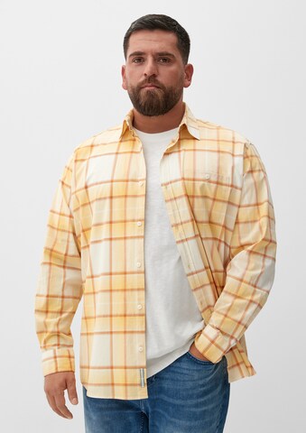 s.Oliver Men Big Sizes Regular fit Button Up Shirt in Yellow: front