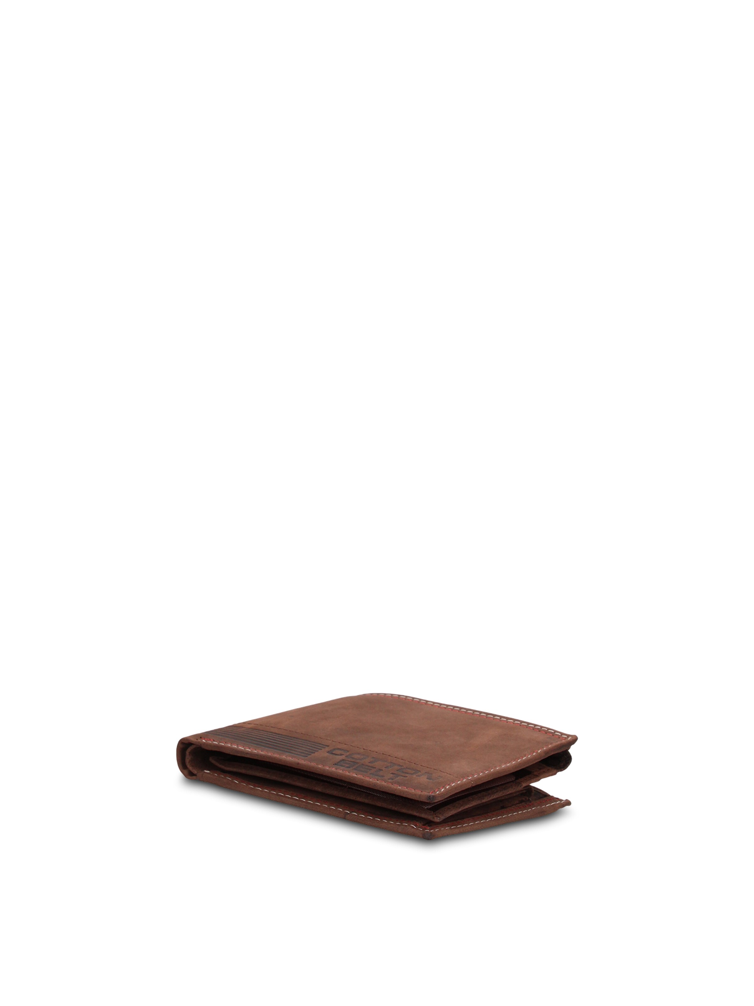 Portamonete 'Portafoglio Uomo Vera Pelle con Cuciture Rosse - Slim Design 12,5x9,5 cm' di cotton belt in marrone