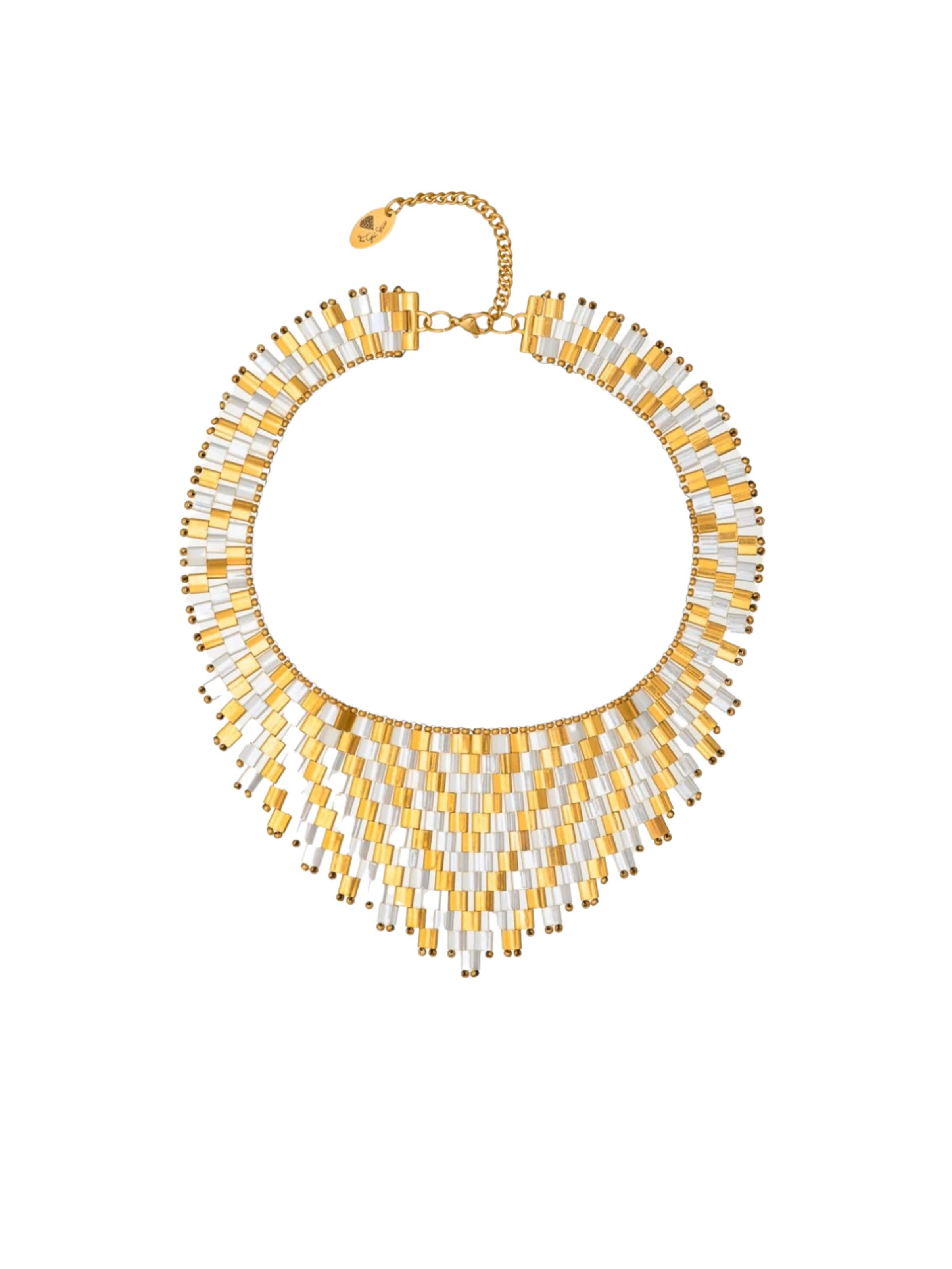 Collana 'Miyuki Tila Wonder Necklace – White' di THE GEM STORIES JEWELRY in giallo: frontale