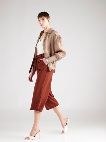 JDY Wide leg Pleat-Front Pants in Brown