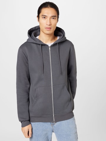 ABOUT YOU Zip-Up Hoodie 'Bjarne' in Grey: front