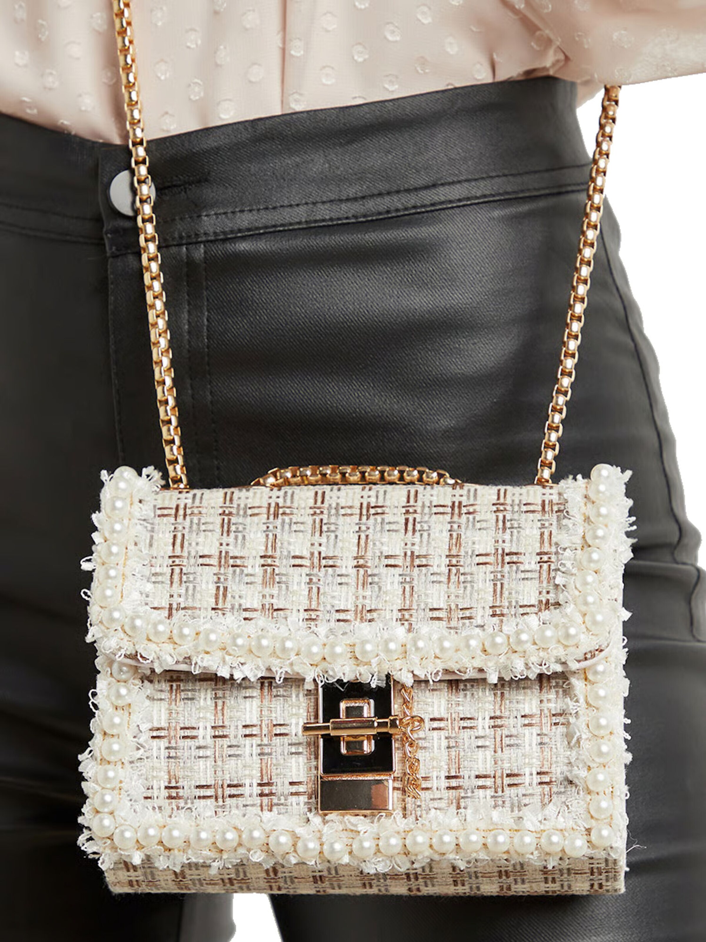 Tomshop24-7 Handbag 'Gabrielle, Tweed' in Beige: front