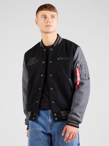 ALPHA INDUSTRIES - Chaqueta de entretiempo 'Varsity' en negro: frente