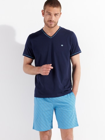 HOM Short Pajamas ' Cameron ' in Blue: front