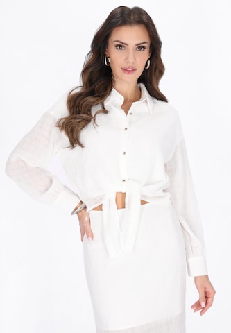 faina Blouse 'Festive' in Wit: voorkant