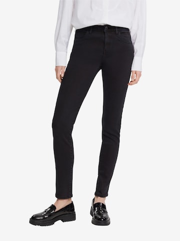 ESPRIT Slimfit Jeans in Zwart: voorkant